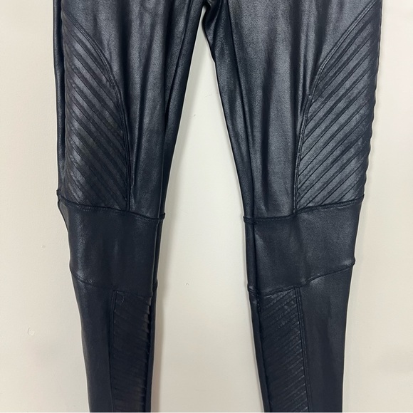 SPANX MOTO FAUX LEATHER LEGGINGS IN BLACK SIZE LARGE - Picture 12 of 16
